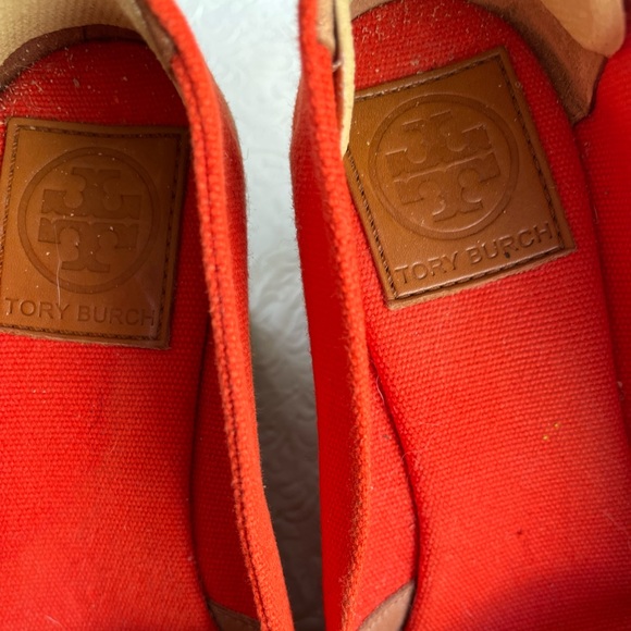 Tory Burch Orange Canvas Espadrilles size 7B - Picture 6 of 7